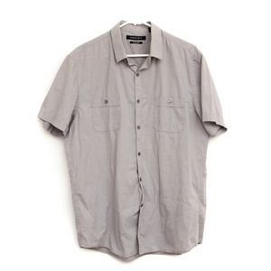 Axist Men's Large Slim Fit Short Sleeve Button Down Shirt - Gray